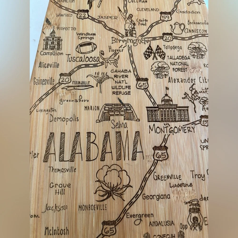 Alabama Landmarks Bamboo Cutting Board